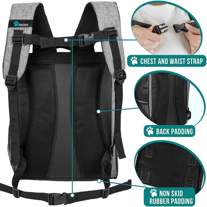 Dog Backpack Carrier for Small Large Cat, Pet, Puppy, Ventilated Pet Hiking Backpack Travel Bag, Airline Approved Cat Backpack Carrier, Camping Biking Dog Bag up to 18Lbs Pet, Grey