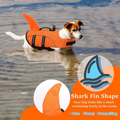 Dog Life Jackets for Extra Large Dogs, Dog Life Vest for Boating Swimming Kayaking, Shark Fin Dog Lifejackets Floatation Vest for Pool Lake, Reflective Dog Water Vest for Golden Retriever, Orange, XXL