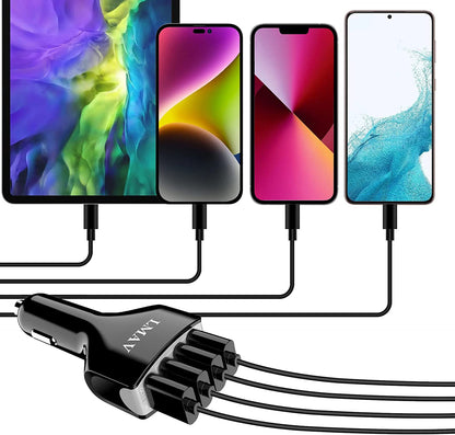 USB Car Charger Adapter, 4-Port QC 3.0 Car Charger Fast Charging for All Smartphone and Other USB Devices.