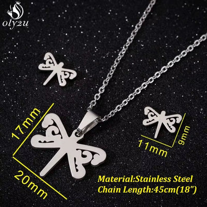 Bijoux Animal Stainless Steel Necklace Set Cartoon Cat Paw Rabbit Butterfly Dog Necklaces Pendants Statement Jewelry Wholesale