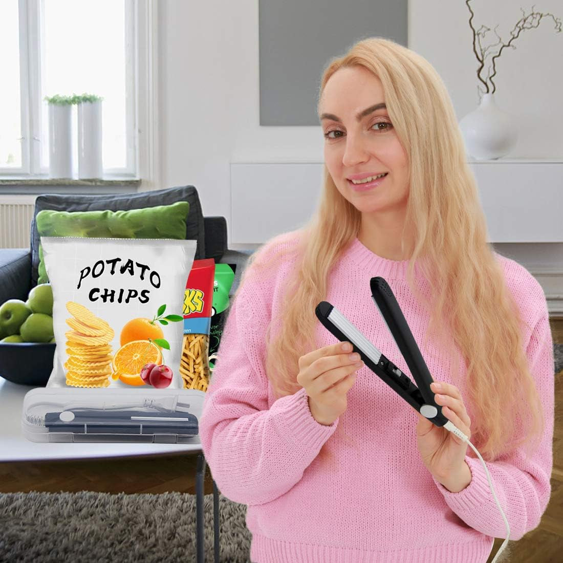 Bag Sealer,Chip Bag Sealer,Heat Sealer,Bag Sealer Heat Seal, Handheld Bag Sealer for Food Storage,Portable Sealer Machine for Plastic Bags,Snack Bags,Vacuum Food Bag (Dark Black)