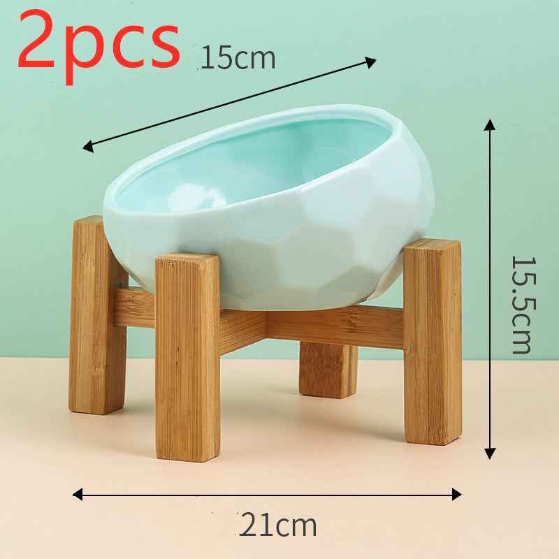 Pet Supplies Bowl Ceramic Cat Bowl Dog Bowl Oblique Mouth