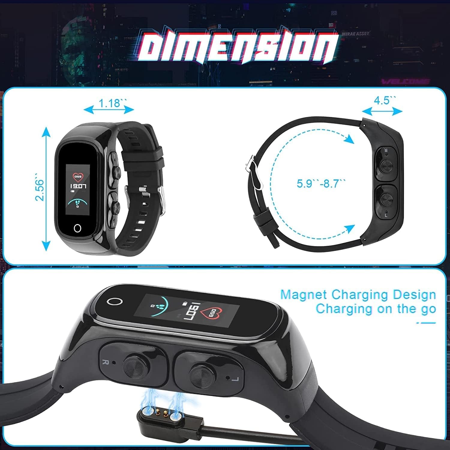 Smart Watch with Earbuds for Women and Men,Activity Fitness Tracker Watch Combo Bluetooth Earbuds Can Receive Calls Messages Sleep Tracker Calorie Counter for Men Women (Black)