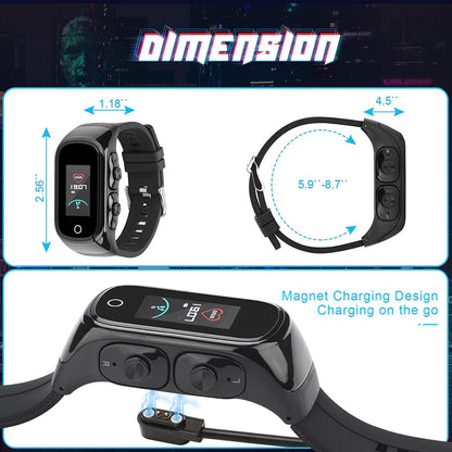 Smart Watch with Earbuds for Women and Men,Activity Fitness Tracker Watch Combo Bluetooth Earbuds Can Receive Calls Messages Sleep Tracker Calorie Counter for Men Women (Black)