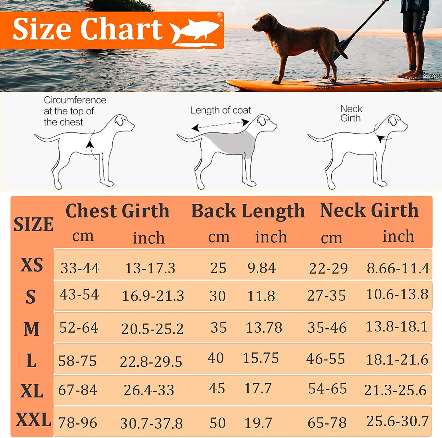 Dog Life Jackets for Extra Large Dogs, Dog Life Vest for Boating Swimming Kayaking, Shark Fin Dog Lifejackets Floatation Vest for Pool Lake, Reflective Dog Water Vest for Golden Retriever, Orange, XXL