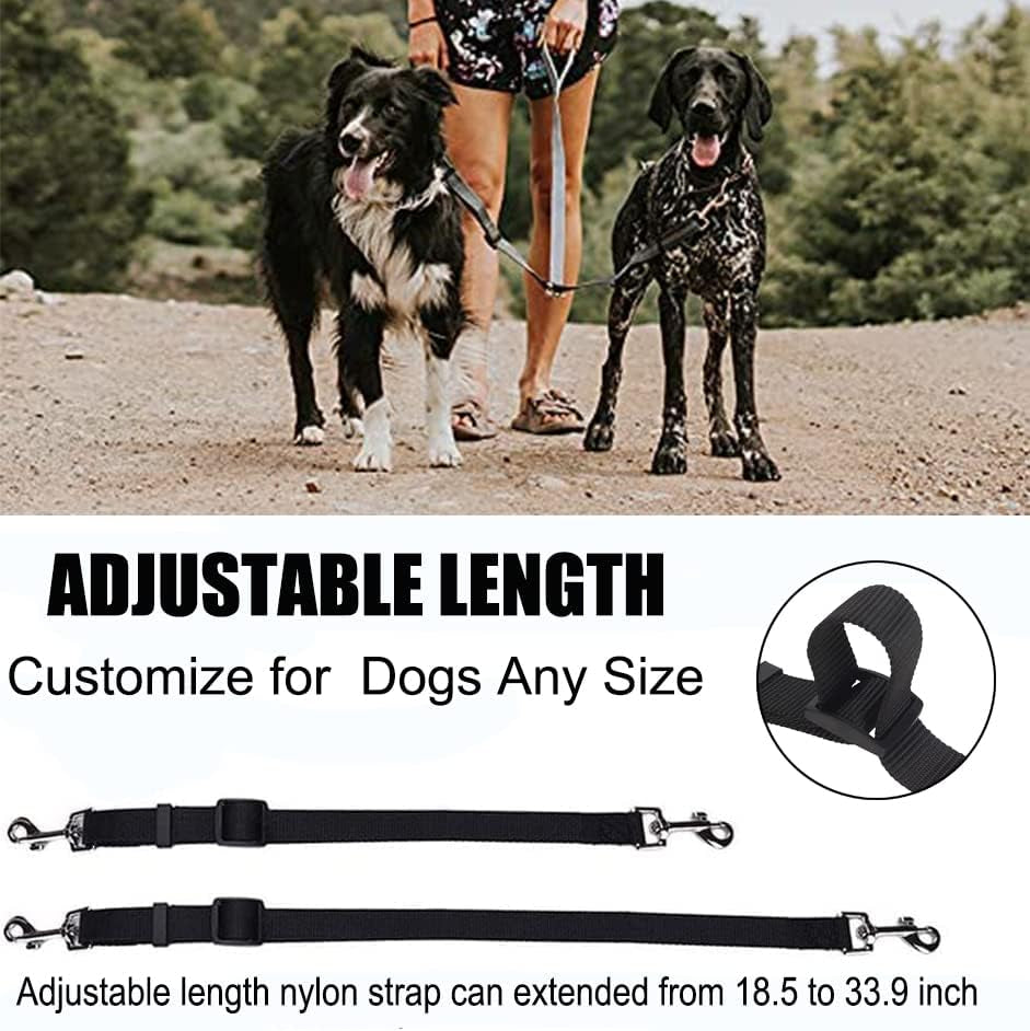 Double Dog Leash,Adjustable Dual Dog Leash,No Tangle Two Dog Leash,Multiple Dog Leash for 2 Dogs,Double Leash for Dogs,Leash Splitter for Large and Small Dogs,2 Dog Leash,Double Clip Dog Leash Coupler