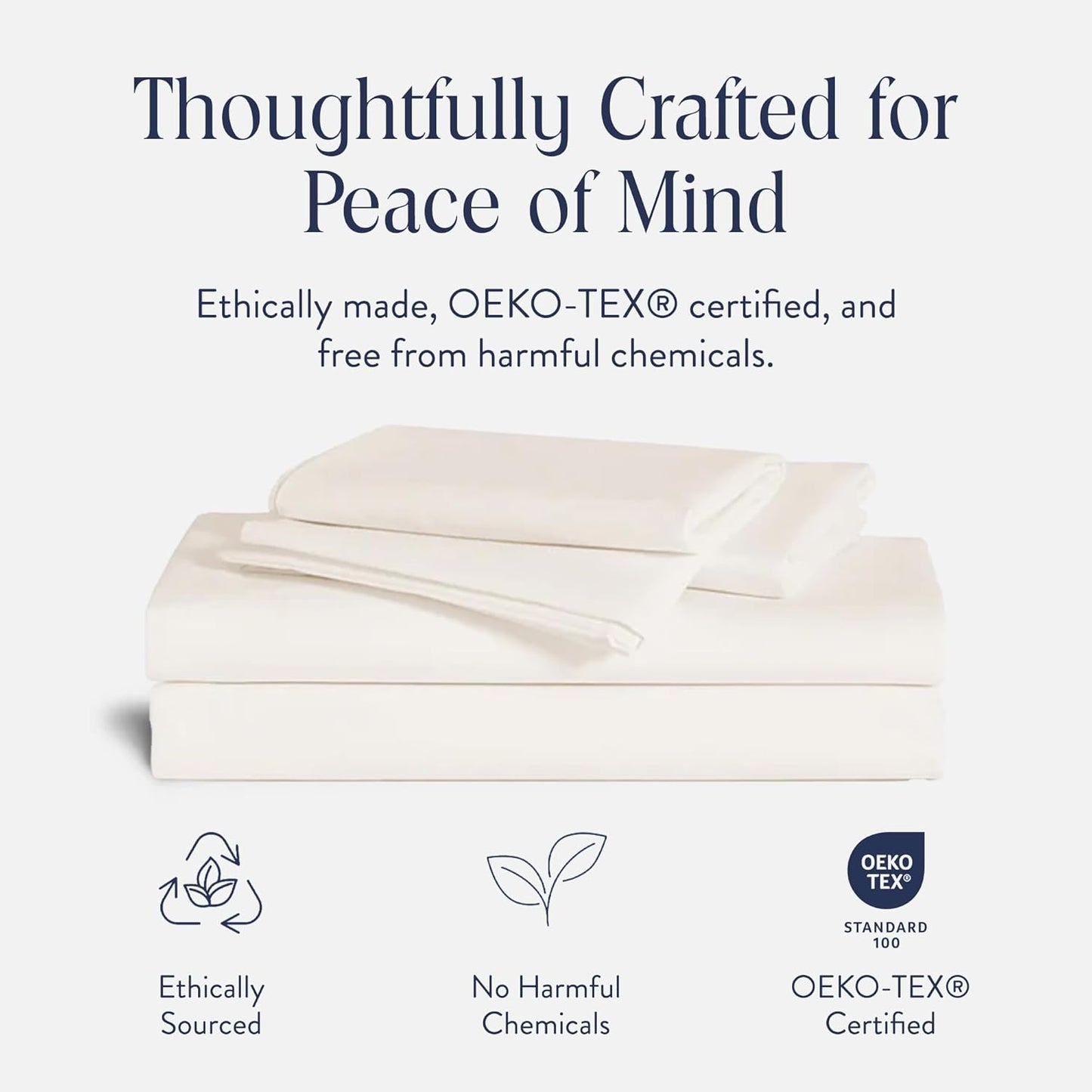 Luxury Sateen 4 Piece Sheet Set - 100% Cotton Bed Sheets, Soft & Durable California King Size Sheets Set in Cream, Oeko-Tex Certified Bedding Set,1 Fitted Sheet,1 Flat Sheet,2 Pillowcases