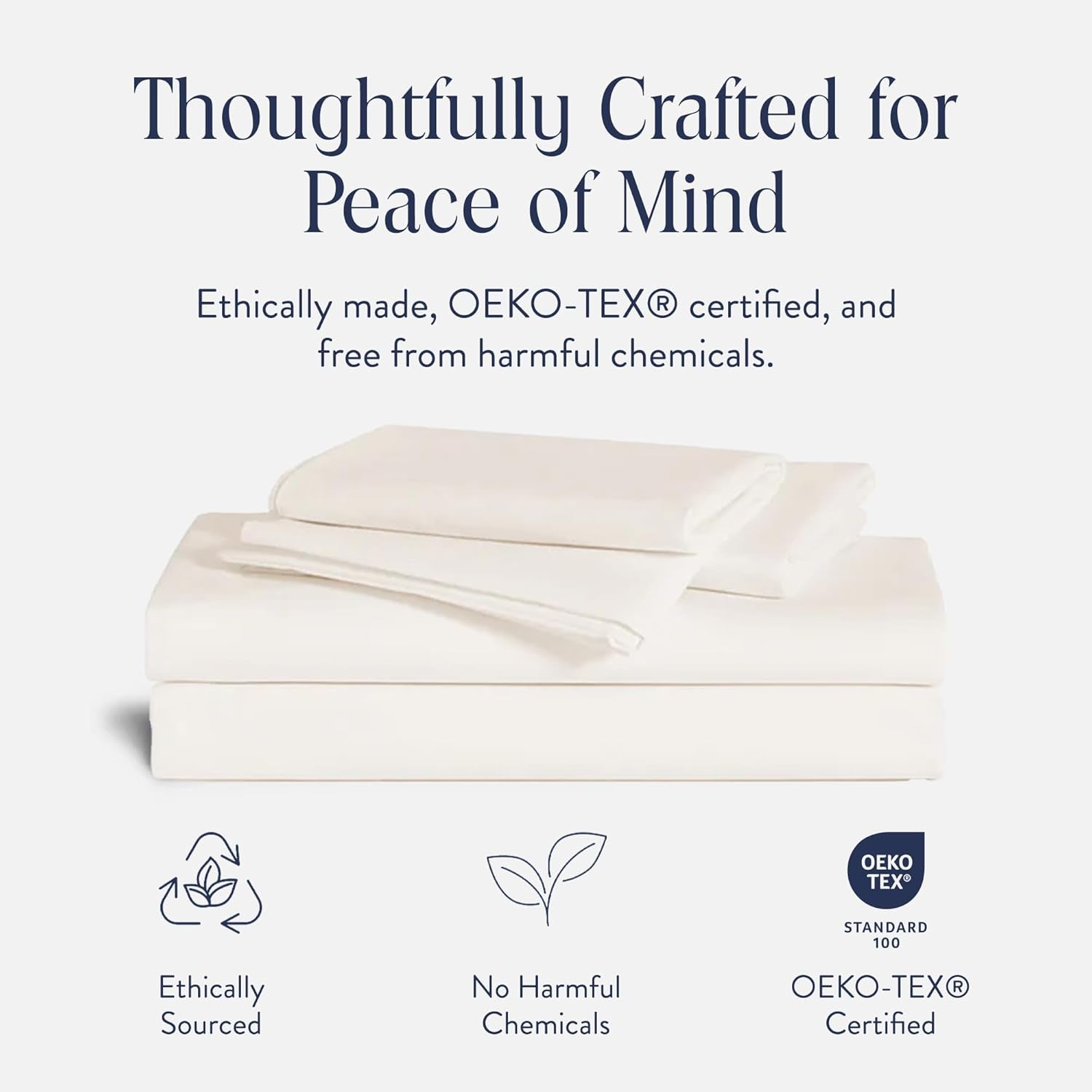 Luxury Sateen 4 Piece Sheet Set - 100% Cotton Bed Sheets, Soft & Durable California King Size Sheets Set in Cream, Oeko-Tex Certified Bedding Set,1 Fitted Sheet,1 Flat Sheet,2 Pillowcases