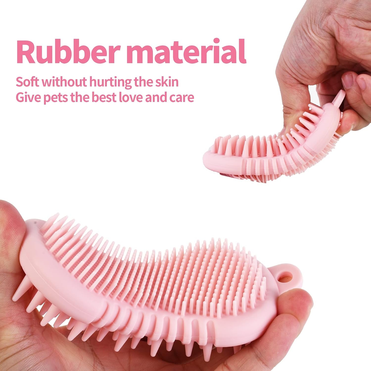Pet Grooming Shampoo Brush, 2021 Newest Silicone Bath Brush Soothing Massage Bristles for Dogs and Cats with Long Short Hair Washing, Gently Removes Loose & Shed Fur (5 Inch, Pink)