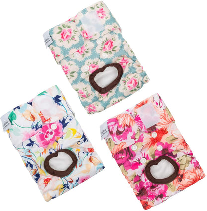 Dog Diapers Female Washable Small Medium Large 3 Pack Reusable Doggie Diapers Puppy Period Pants for Doggy Heat Cycle Peeing D14XS