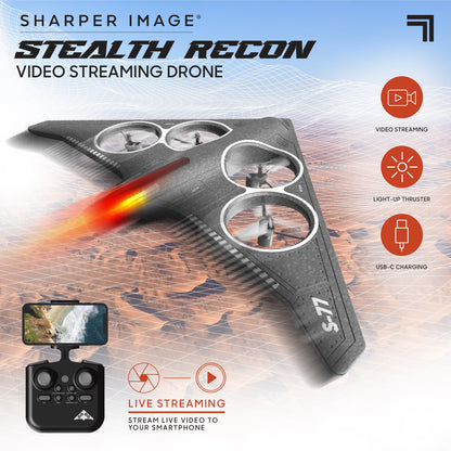 ® Stealth Recon Video Drone with Live Streaming Camera, Black