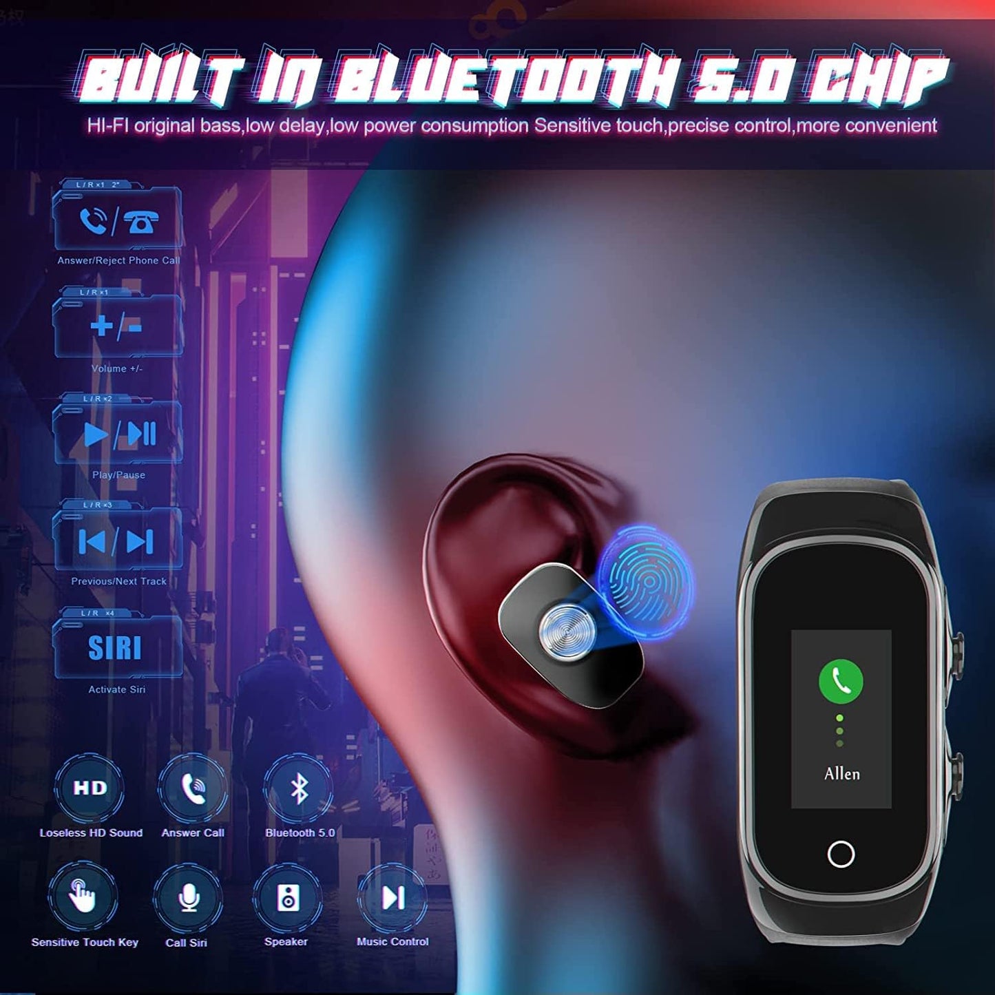 Smart Watch with Earbuds for Women and Men,Activity Fitness Tracker Watch Combo Bluetooth Earbuds Can Receive Calls Messages Sleep Tracker Calorie Counter for Men Women (Black)