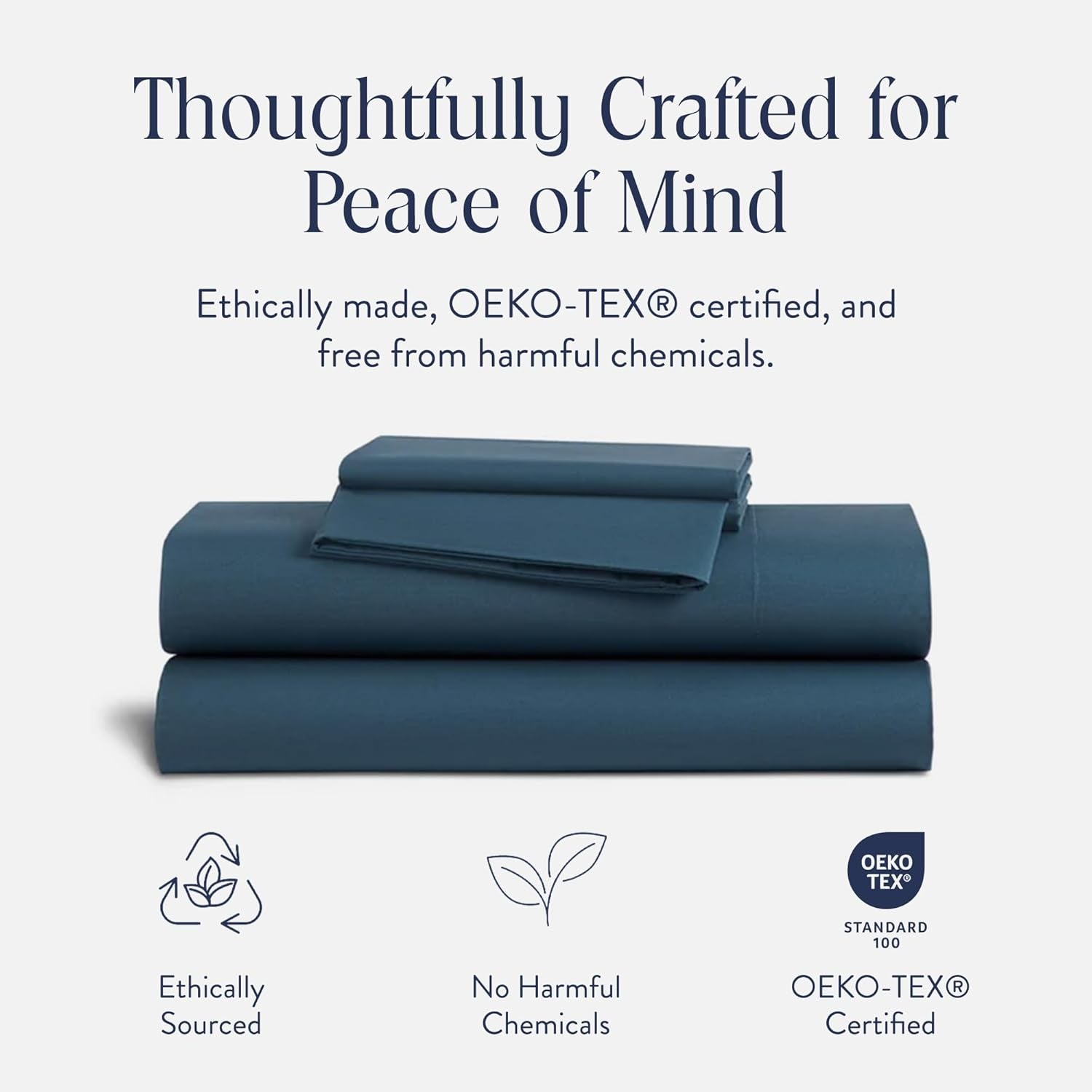 Luxury Sateen 4 Piece Sheet Set - 100% Cotton Bed Sheets, Soft & Durable Twin Sheets Set in Abyss Blue, Oeko-Tex Certified Bedding Set, 1 Fitted Sheet, 1 Flat Sheet, 2 Pillowcases