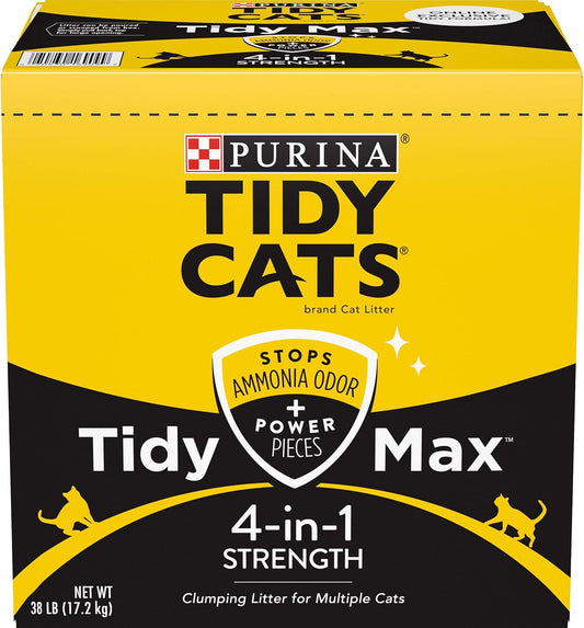 Purina  Clumping Cat Litter, Tidy Max 4 in 1 Strength Multi Cat Litter - 38 Lb. Box
