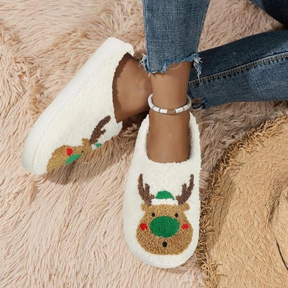 Christmas Reindeer Slippers for Womens Mens Plush Warm Santa Claus Slippers Fuzzy House Slippers Christmas Gifts for Girls Women Girlfriend