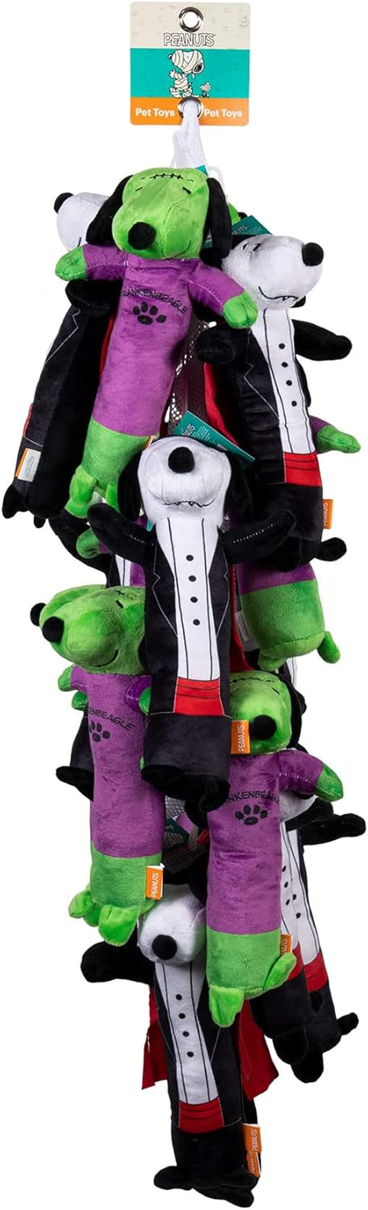 Snoopy Halloween Frankenbeagle & Snoopy Dracula Clipstrip, 12Pc |12' Large Dog Toys Bulk Order |Bobo Body Large Snoopy Plush Dog Toys for Pet Boutiques & Small Businesses, (FF15729)