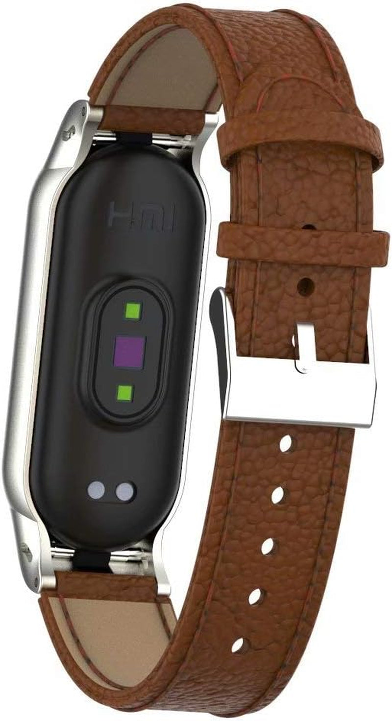 Strap Compatible with Mi Band 5/Xiaomi Band 6, Replacement Leather Strap Wristband Watchband Accessories for Mi Band 5/6
