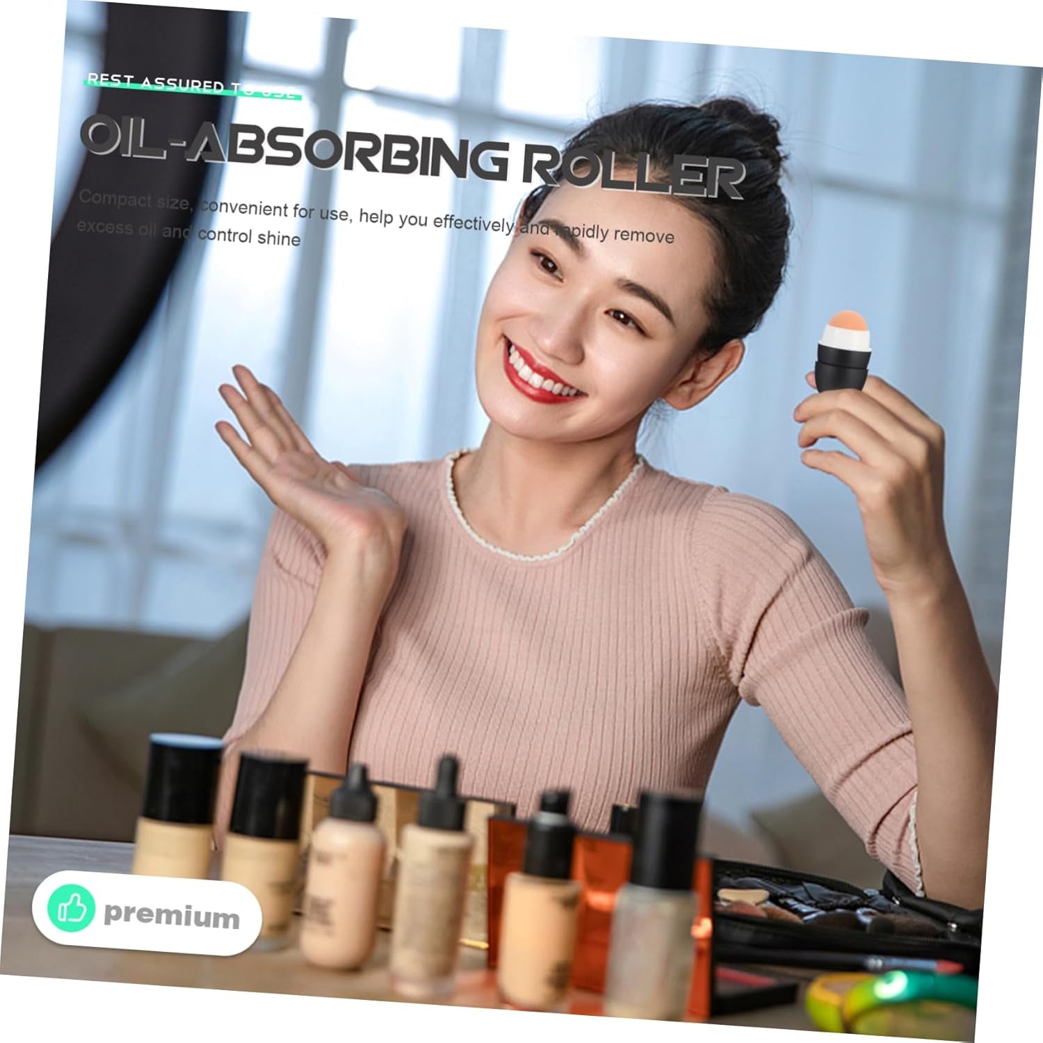 Facial Oil Control Tool Volcanic Stone Rolling Massager Guasha for Face Skin Roller for Oily Skin