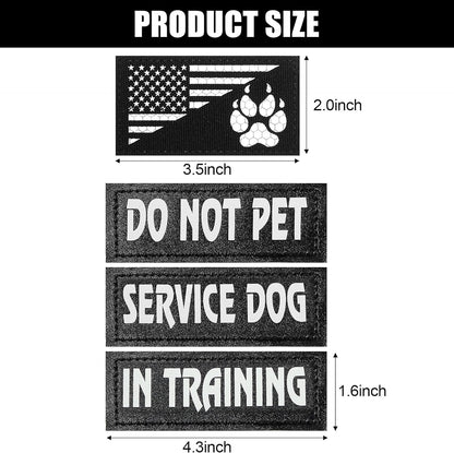 8 Pieces Reflective Service Dog Vest Patches Do Not Pet in Training Harness Removable Tactical Dog Vest Patches with Printed Paw(Classic Patterns,4.3 X 1.6 Inch)
