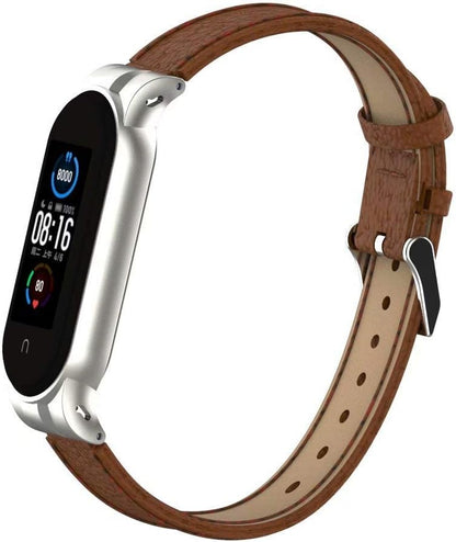 Strap Compatible with Mi Band 5/Xiaomi Band 6, Replacement Leather Strap Wristband Watchband Accessories for Mi Band 5/6