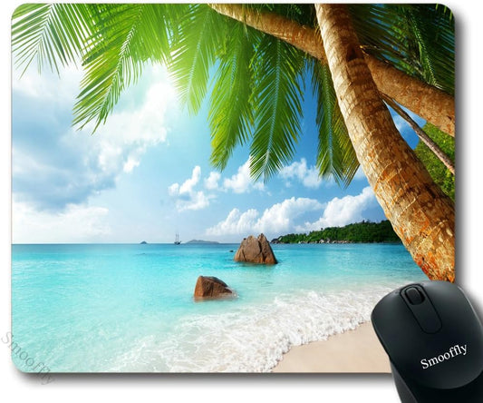 Gaming Mouse Pad - Tropical Palm Tree Beach Blue Sea Non-Slip Rubber Gaming Mouse Pad