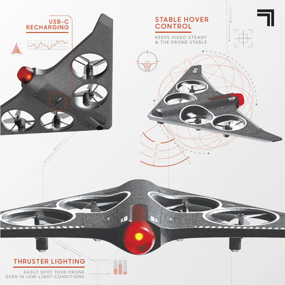 ® Stealth Recon Video Drone with Live Streaming Camera, Black