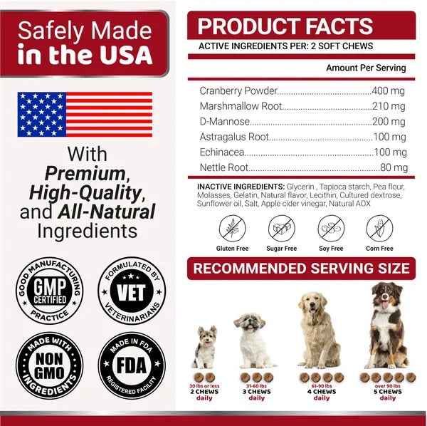 Dog UTI Treatment 170 Treats Cranberry Supplement For Dogs Bladder Control For Dogs