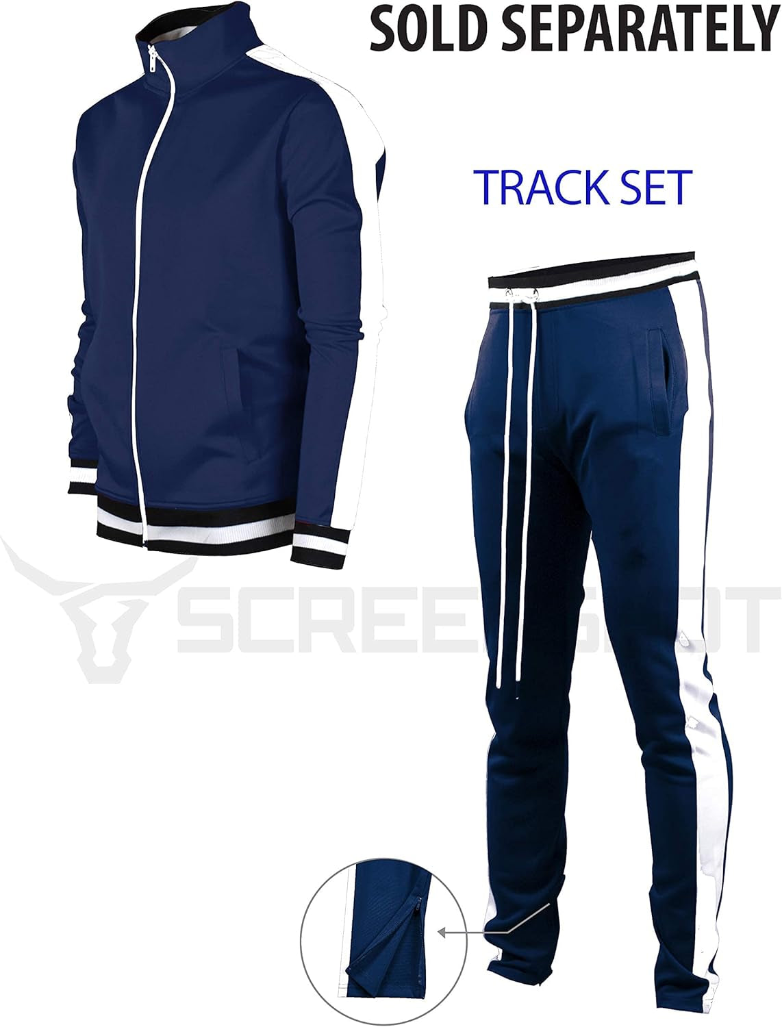 -Track Pants S41700 Mens Premium Slim Athletic Fitness Lifestyle Workout Bottoms - Classic Fit