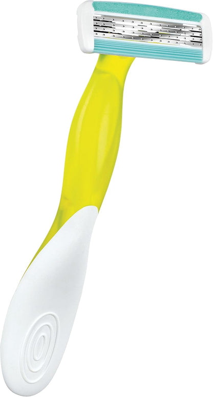 Soleil Bella Colours 4-Blade Lady Razors - Pack of 3 - Spring Mounted Blades with Pivoting Head for Ultra Smooth Shave