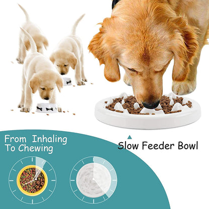 Dog Slow Feeder Bowl with Non-Slip Mats, Slow Eating Dog Bowl, Preventing Choking Healthy Eating Diet Pet Dog Slow Feeding Bowls
