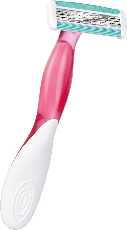 Soleil Bella Colours 4-Blade Lady Razors - Pack of 3 - Spring Mounted Blades with Pivoting Head for Ultra Smooth Shave