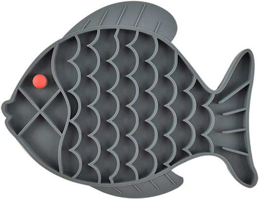 Fish-Shaped Cat Slow Feeder Pet Lick Mat Cat Puzzle Feeder for Dogs & Cats, Fun Alternative to Slow Feeder Cat Bowl, IQ Treat Mat, Anxiety Relief