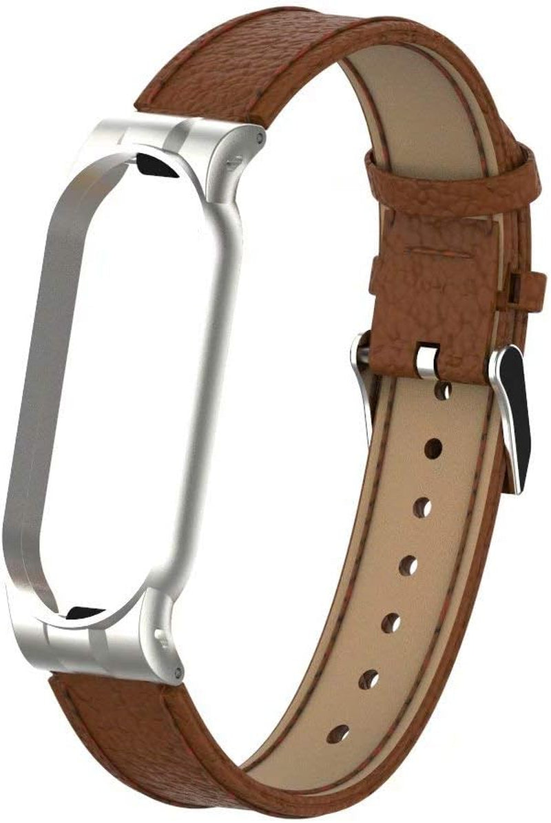 Strap Compatible with Mi Band 5/Xiaomi Band 6, Replacement Leather Strap Wristband Watchband Accessories for Mi Band 5/6