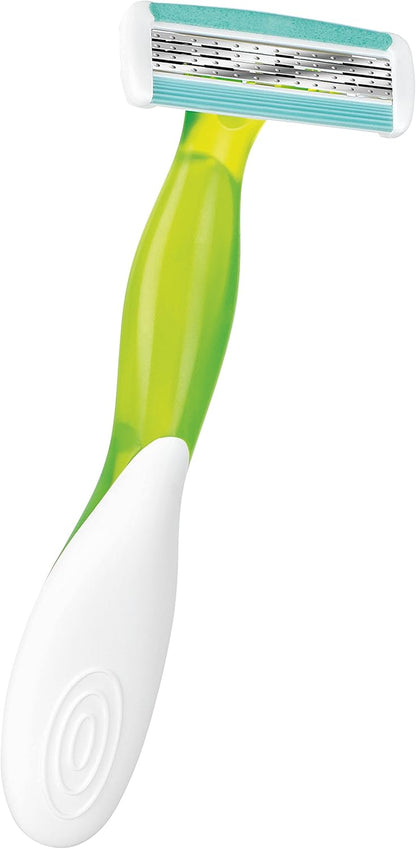 Soleil Bella Colours 4-Blade Lady Razors - Pack of 3 - Spring Mounted Blades with Pivoting Head for Ultra Smooth Shave