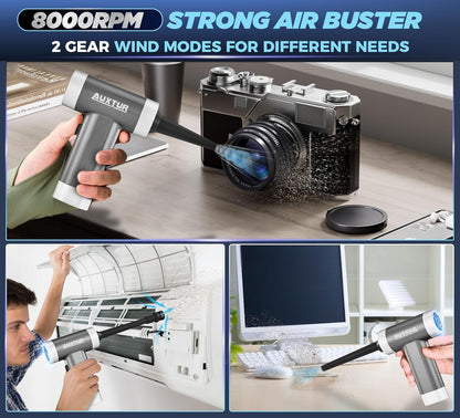 Mini Computer Vacuums Portable Cordless-Brushless Motor with 12000PA,3 in 1 Wireless Handheld Car Vacuum Cleaner Strong Suction,Rechargeable Cleaner for Computer (Grey)