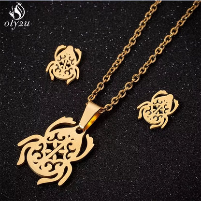 Bijoux Animal Stainless Steel Necklace Set Cartoon Cat Paw Rabbit Butterfly Dog Necklaces Pendants Statement Jewelry Wholesale