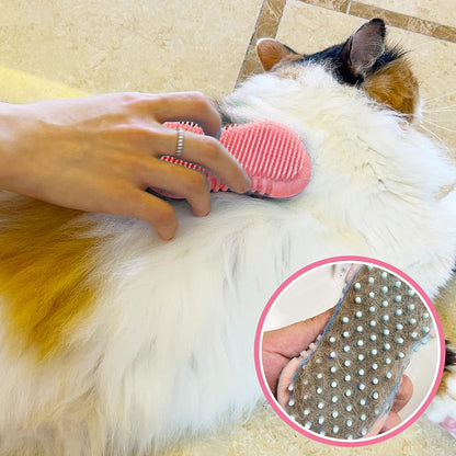 Pet Grooming Shampoo Brush, 2021 Newest Silicone Bath Brush Soothing Massage Bristles for Dogs and Cats with Long Short Hair Washing, Gently Removes Loose & Shed Fur (5 Inch, Pink)