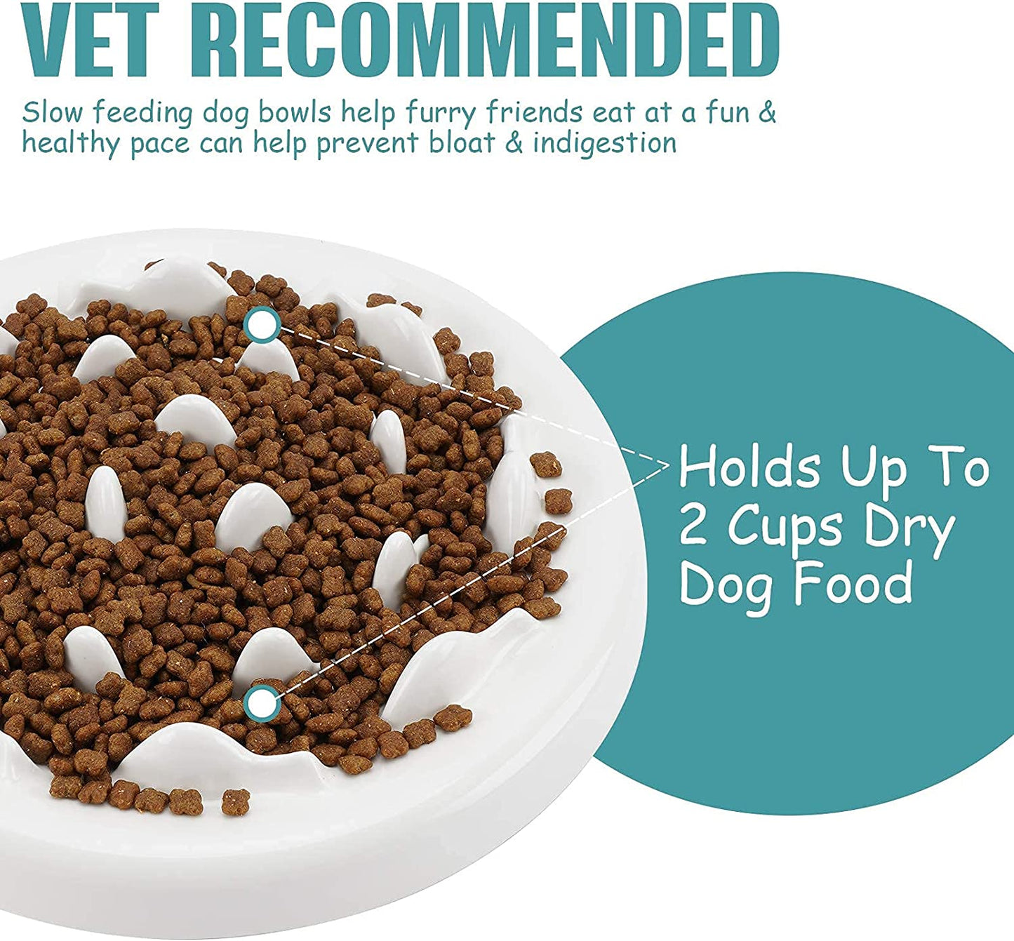 Dog Slow Feeder Bowl with Non-Slip Mats, Slow Eating Dog Bowl, Preventing Choking Healthy Eating Diet Pet Dog Slow Feeding Bowls