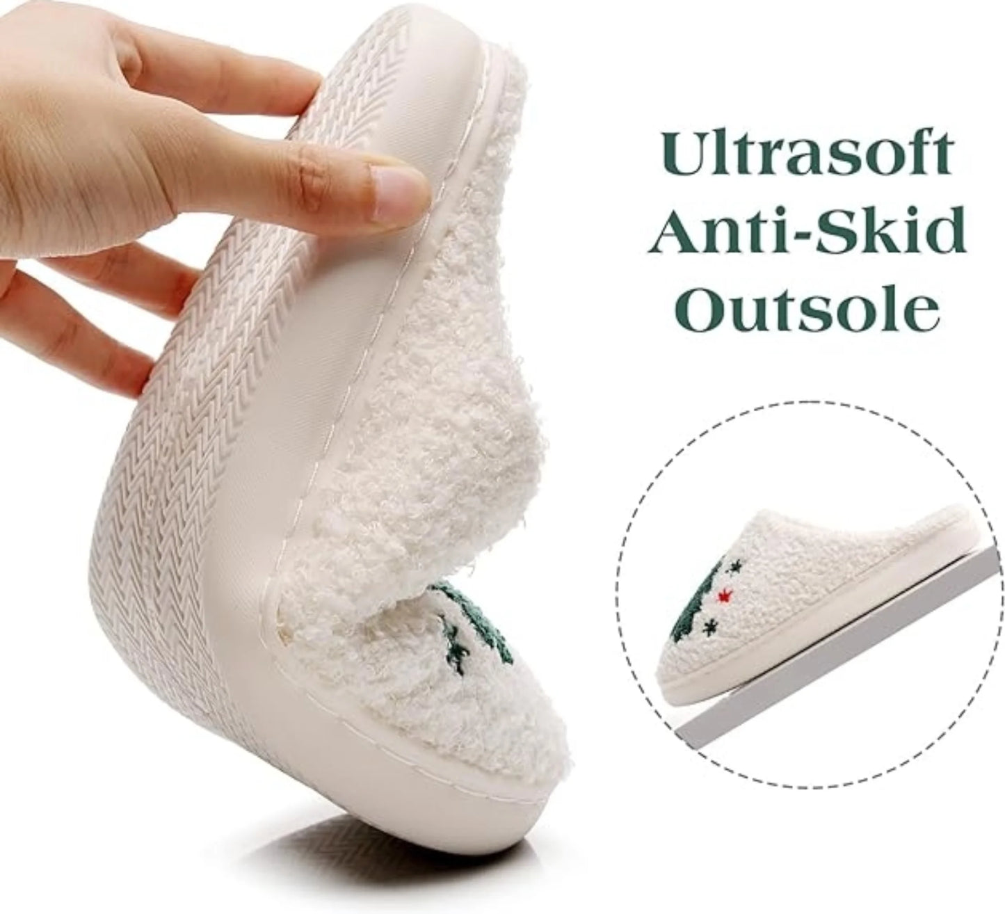 Christmas Reindeer Slippers for Womens Mens Plush Warm Santa Claus Slippers Fuzzy House Slippers Christmas Gifts for Girls Women Girlfriend